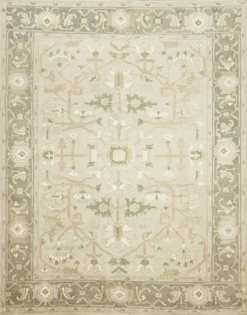 Pale Green Traditional Oushak Hand Made Area Rug 9x12