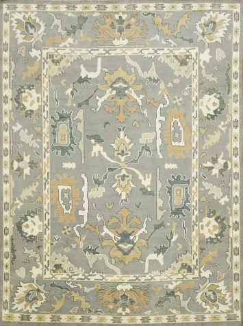 Luxurious Gray and Beige Oriental Rug with Classic Design 9x12 ft