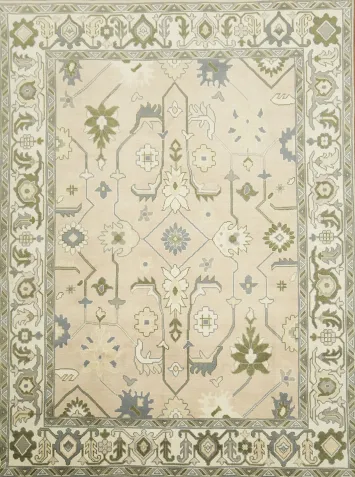 Soft Peach Traditional Oushak Hand-Knotted Area Rug 9x12 ft