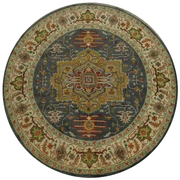8'x8' Round Blue Traditional Heriz Serapi Oriental Area Rug 8x8 ft