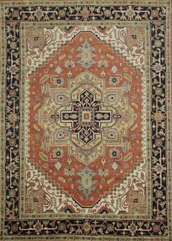 Traditional Heriz Serapi Oriental Large Rug - 10' x 14' Hand-Knotted