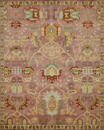 Ziegler Oriental Area Rug | 8x10 Elegant Rose & Ivory Floral Rug