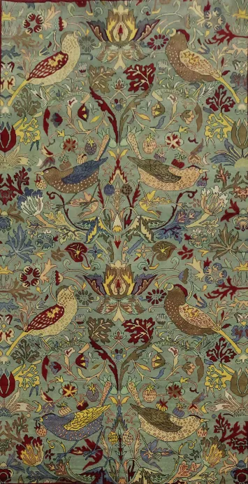 Birds and Trees 9x18 Ziegler Oriental Rug: Large Hand-Knotted