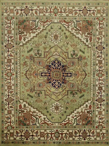 Sage Green Traditional Heriz Serapi Oriental Area Rug 9x12