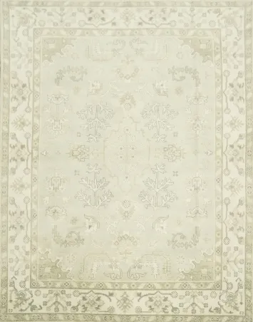 Muted Color Green and Cream Traditional Oushak Hand Made Area Rug 8x10