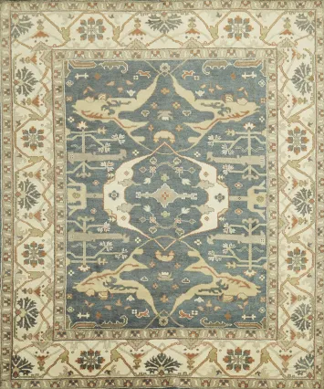 Denim Blue Traditional Oushak Hand Made Area Rug 8x10