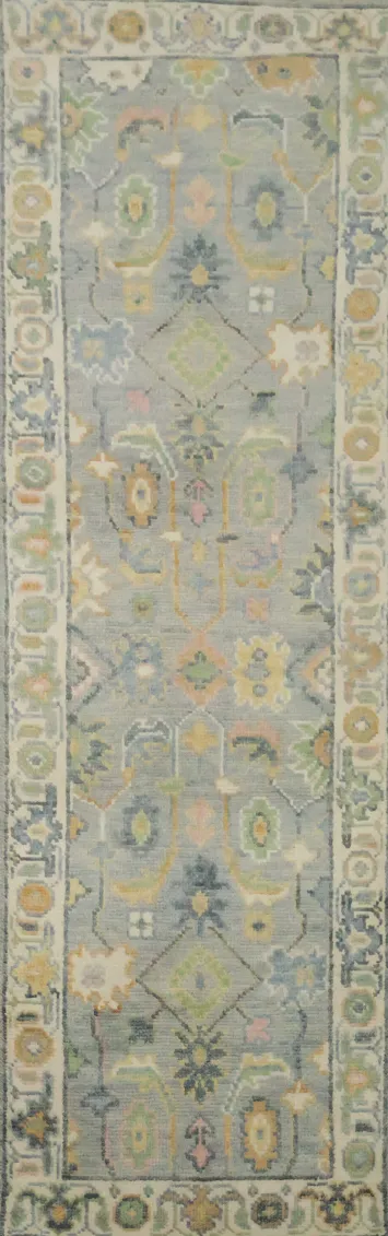 2'x8' Pastel-toned floral rug runner perfect for elegant hallways 7' 9'' X 2' 5''