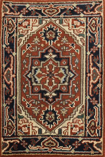 Rust and Navy Traditional Style Rug 2x3
