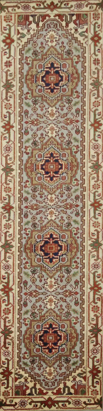 Traditional Persian-Style Sky Blue Runner Rug for Hallways and Entries 9' 11'' X 2' 6''
