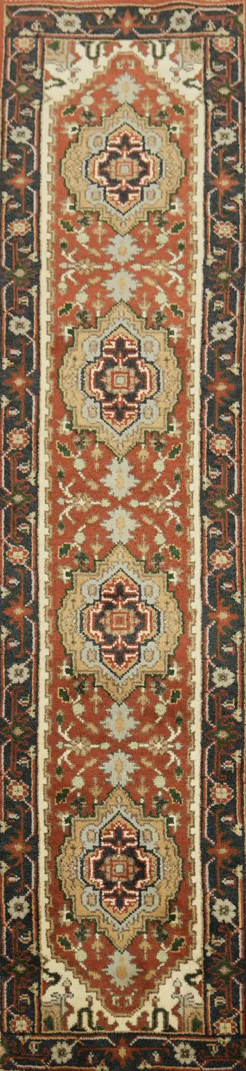 Vibrant Color Heriz Serapi Narrow Runner Rug 9' 10'' X 2' 3''