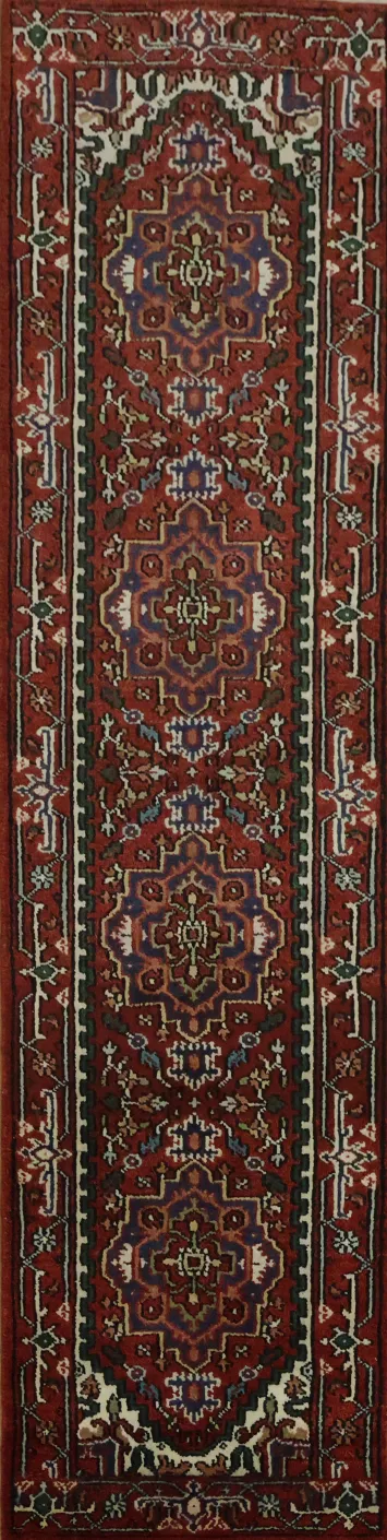 Luxurious Red and Blue Runner Rug 3x10