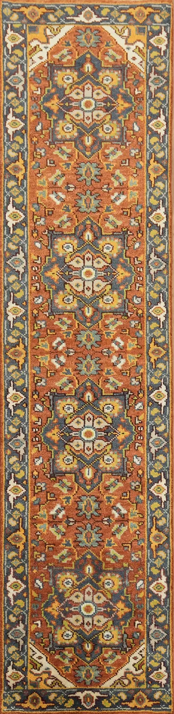 Heriz Serapi Hand-Knotted Oriental Wool Runner Rug - 3' x 10'