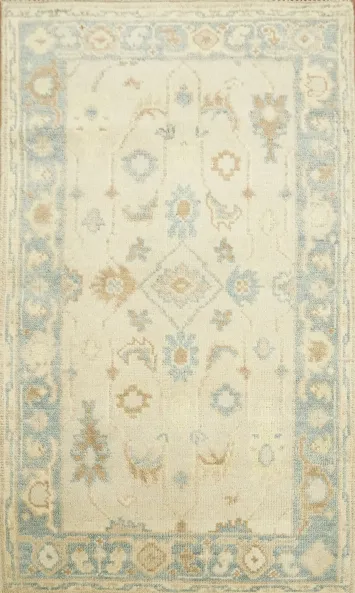 Elegant Tradition: Soft Pastel Rug with Intricate Floral Details 3'x5'