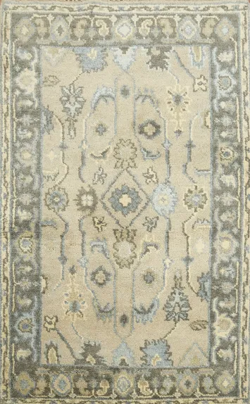 Classic Floral Sage Green and Blue Rug 3'x5'
