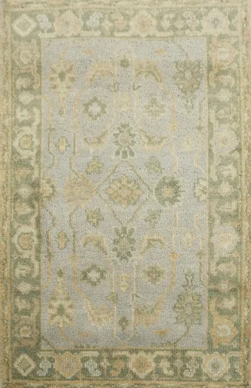 Luxurious Blue and Green Traditional Oushak Foyer Rug 3'x5'