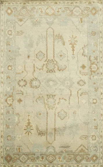 Elegant Beige and Cream Oriental Rug 3x5