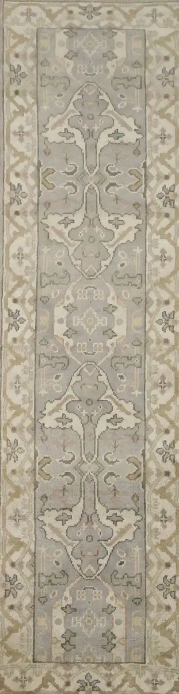 Delicate Beige and Grey Runner Rug 3x10