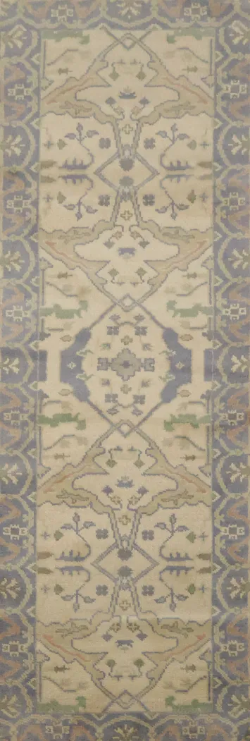 Vintage Oriental Runner Rug with Elegant Geometric Design 3x8