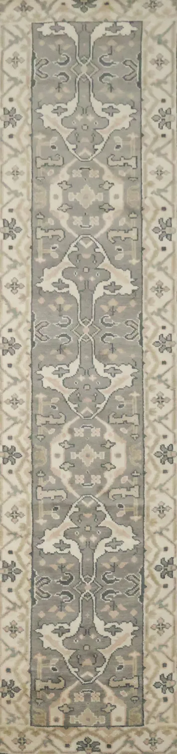 12' Long Grey Runner Traditional Oushak Hand Made Rug 11' 9'' X 2' 9''