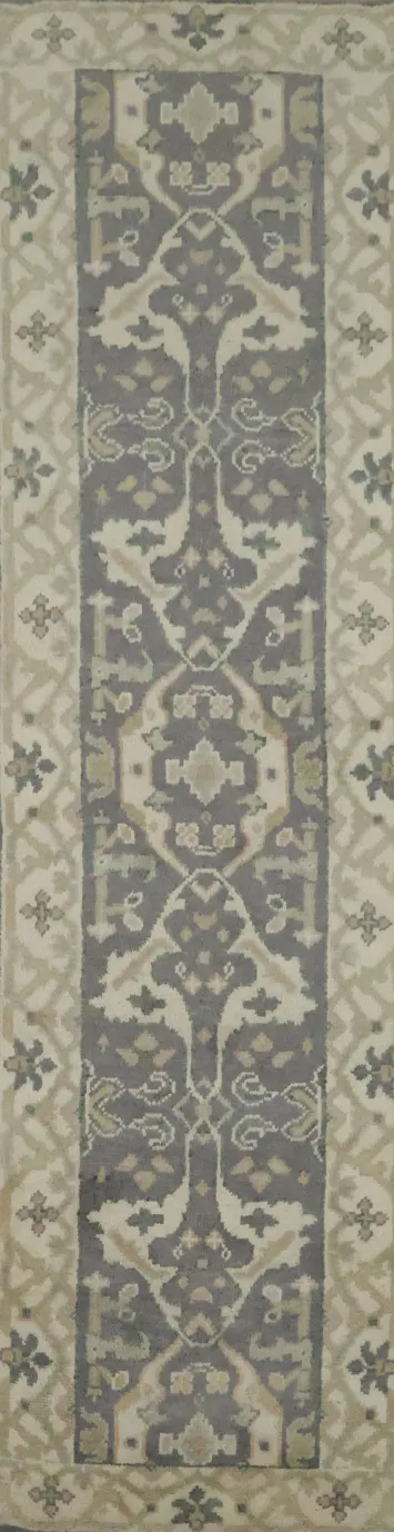 Classic Geometric Grey Runner Rug 3x10