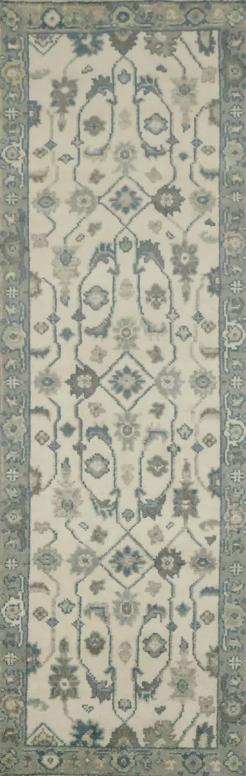Sophisticated Floral Motif Runner Rug 3x8