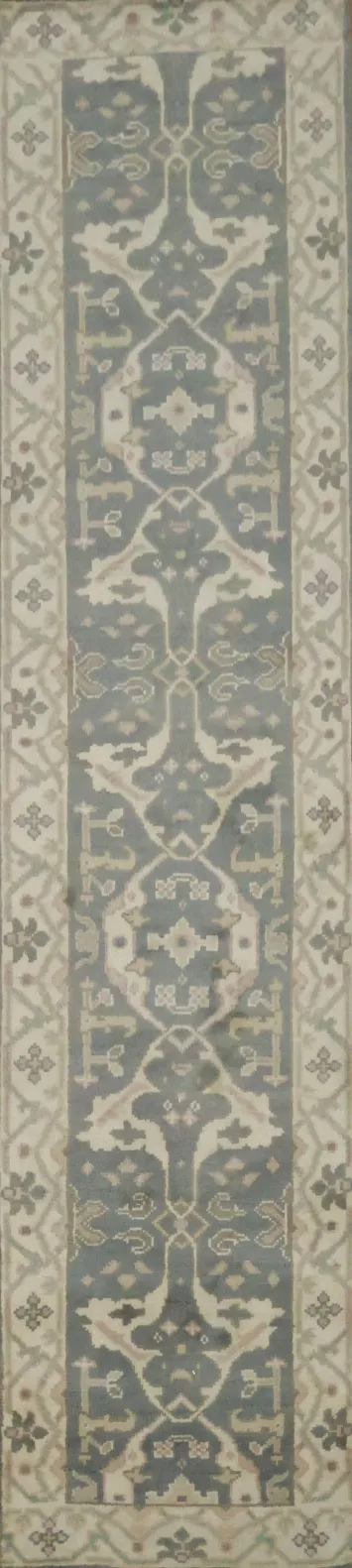 Classic Ivory Bordered Runner Rug with Detailed Artistic Motifs 3x12
