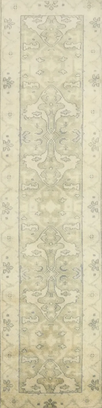 Timeless Ivory and Gray Floral Runner Rug 3x10