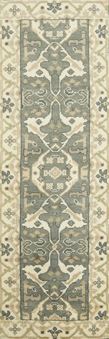 Elegant Turkish Grey Runner Rug 3x8