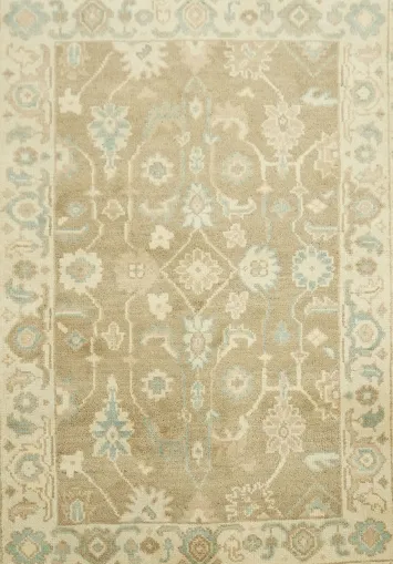 Classic Style Beige Rug with Floral Motif 4x6