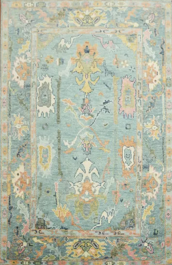 Blue Traditional Oushak Hand Made Area Rug 6x9
