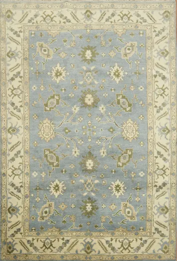 Light Blue Traditional Oushak Hand Made Area Rug 6x9