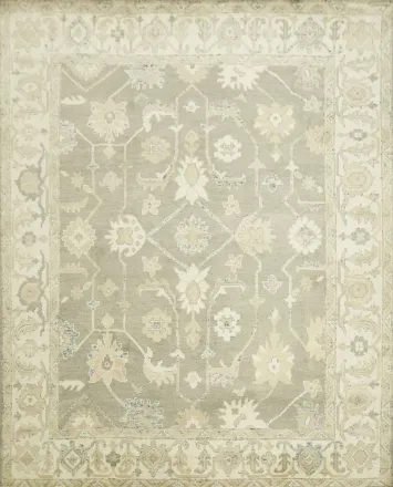 Muted Green Traditional Oushak Hand Made Area Rug 8x10
