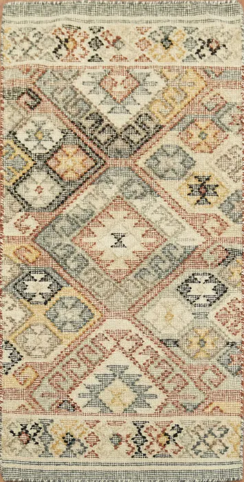 Kilim Oriental Runner Rug 2x5 Hand-Woven Wool Tribal Carpet