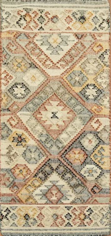 Kilim Oriental Runner Rug 2x5 Hand-Woven Wool Tribal Carpet
