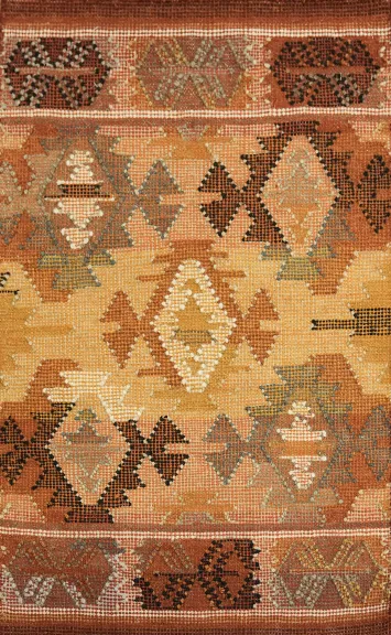 2x3 Geometric Kilim Oriental Rug – Hand-Woven Wool Tribal Entryway Rug
