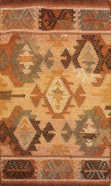 Small 2x3 Geometric Kilim Rug – Hand-Woven Tribal Oriental Wool Accent Rug