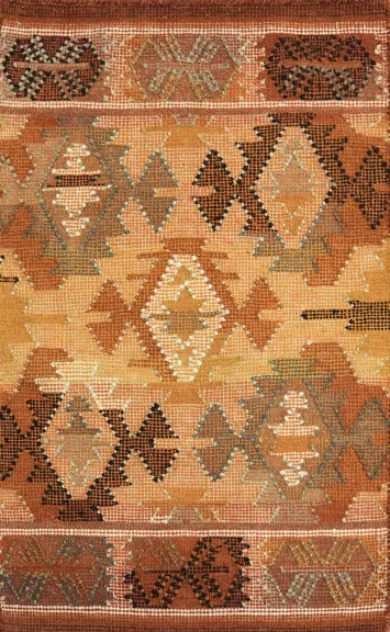 2x3 Vintage Style Kilim Rug with Warm Terracotta and Beige Hues