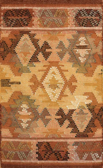 2x3 Geometric Kilim Oriental Rug – Hand-Woven Wool Tribal Entryway Rug