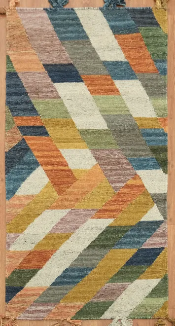 Hand Woven Geometric Kilim Oriental Rug 3x5 Tribal Wool Rug