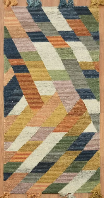 Handwoven Geometric Multicolor Kilim Oriental Rug 3x5