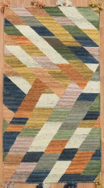 Handwoven Geometric Multicolor Kilim Oriental Rug 3x5