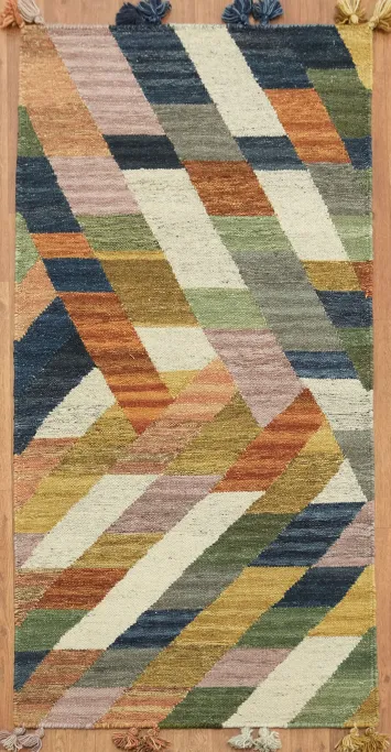 Handwoven Geometric Multicolor Kilim Oriental Rug 3x5