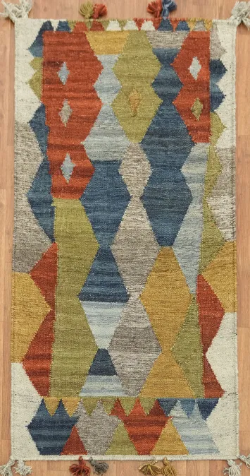 Handwoven Vibrant Geometric Area Rug 3x5