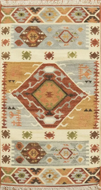 Handwoven Geometric Multicolor Kilim Oriental Rug 3x5
