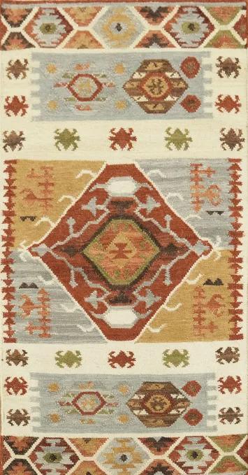 Hand Woven Geometric Kilim Oriental Rug 3x5 Tribal Wool Rug
