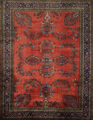 Outstanding Floral Wool Sarouk Oriental Area Rug 8x11