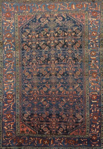 Blue Trible Wool Malayer Persian Area Rug 6x9