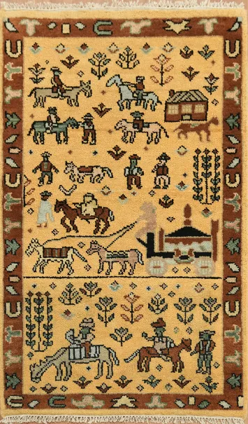 3'x5' Scenic Rug with Cowboy and Farmhouse Patterns