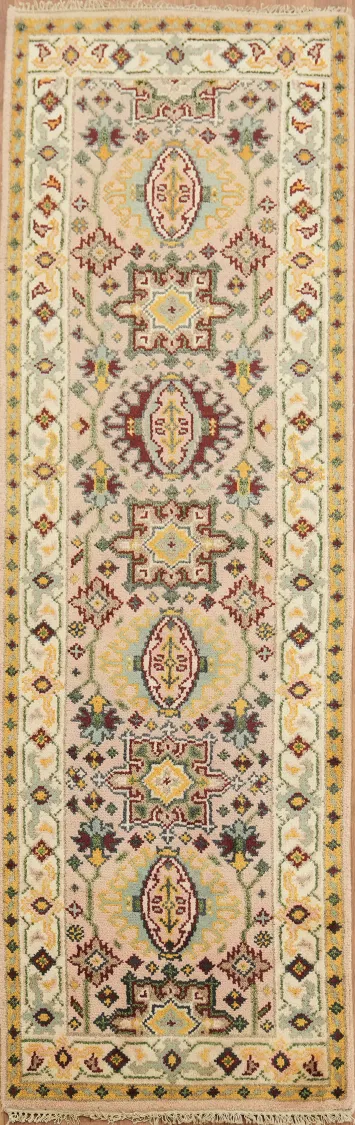 Light Pink Geometric Traditional Hallway Runner Rug 7' 11'' X 2' 6''