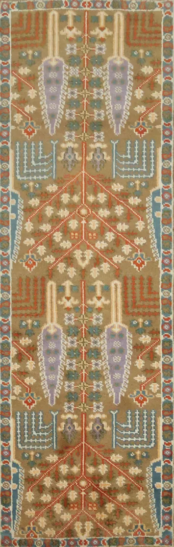 Elegant Earth-Toned Runner Rug with Unique Tribal Aesthetics 7' 10'' X 2' 6''